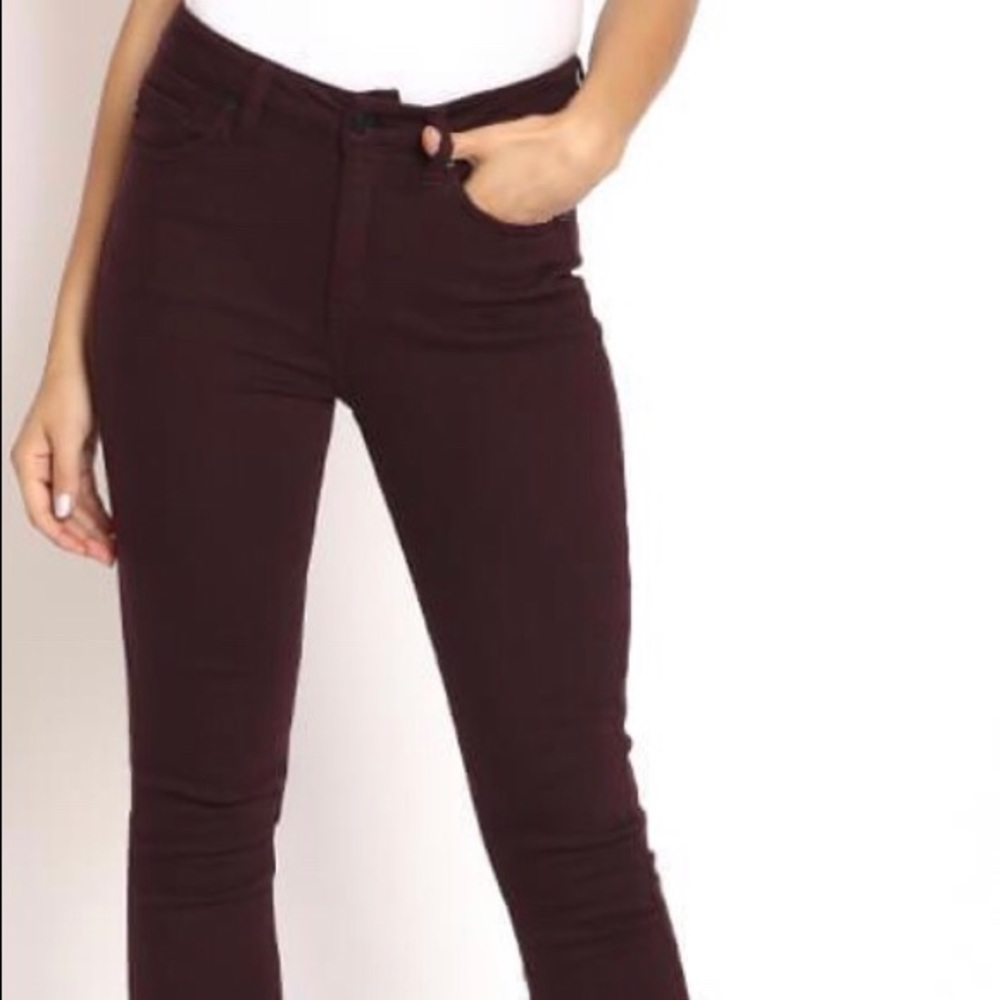 Kancan high rise burgundy skinny jeans